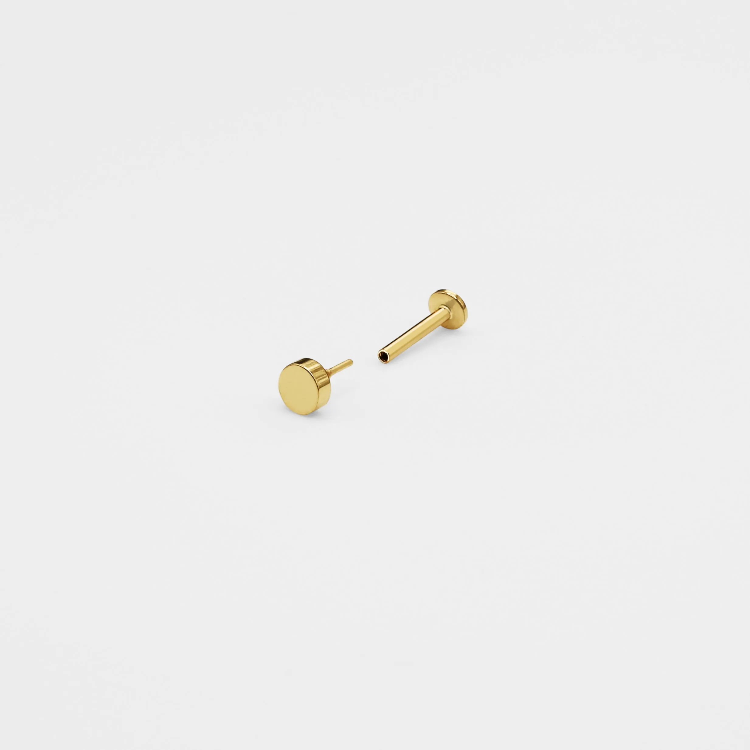 14k Solid Gold Bold Circle Internally Threaded Labret Stud Earring