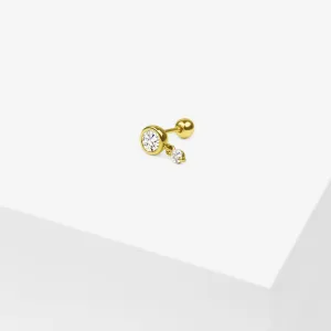 14k Solid Gold Dangling CZ Stud Earring