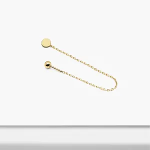 14k Solid Gold Flat Circle Chain Screw Ball Earring