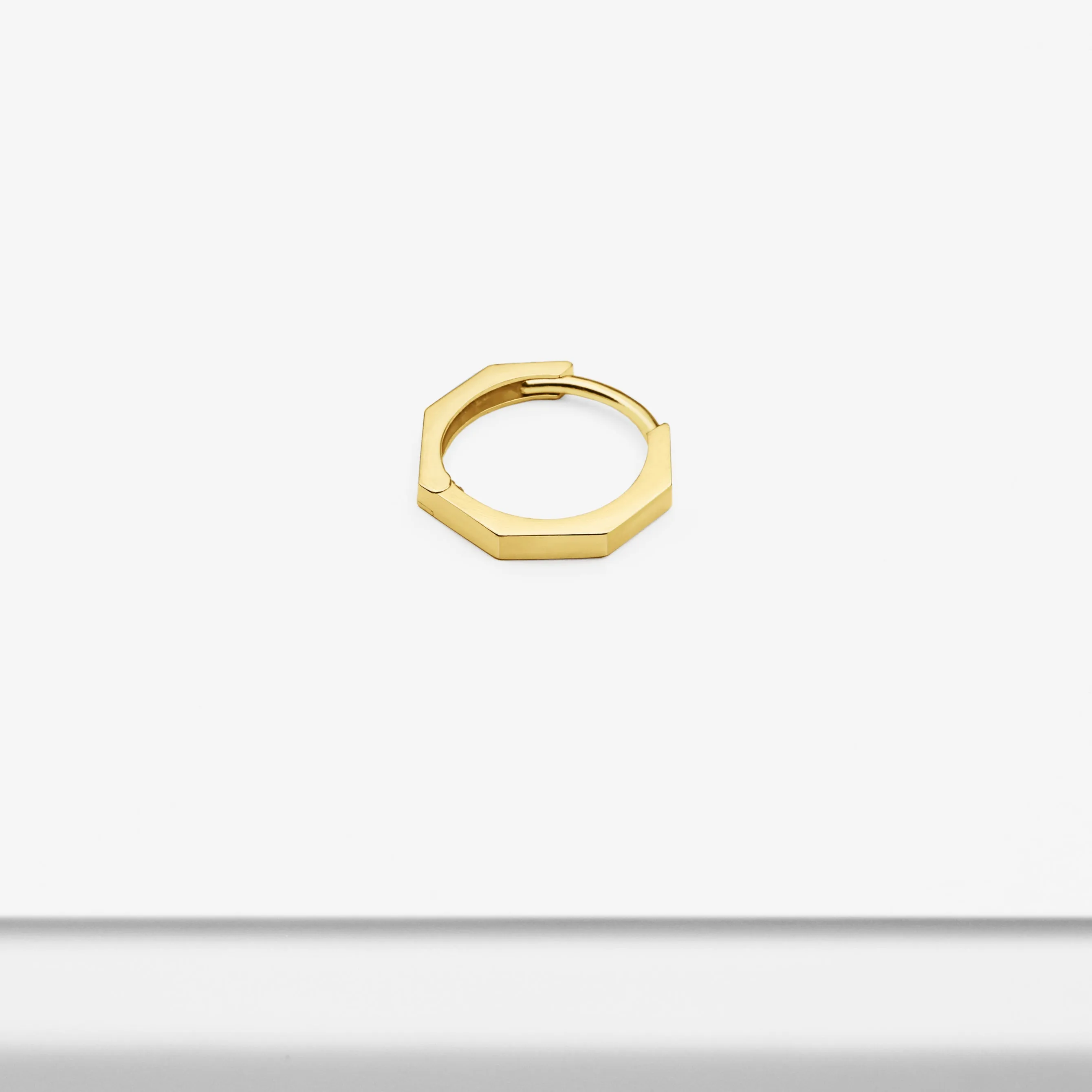 14k Solid Gold Octagon Hoop Earring