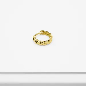14k Solid Gold Rope Hoop Earring