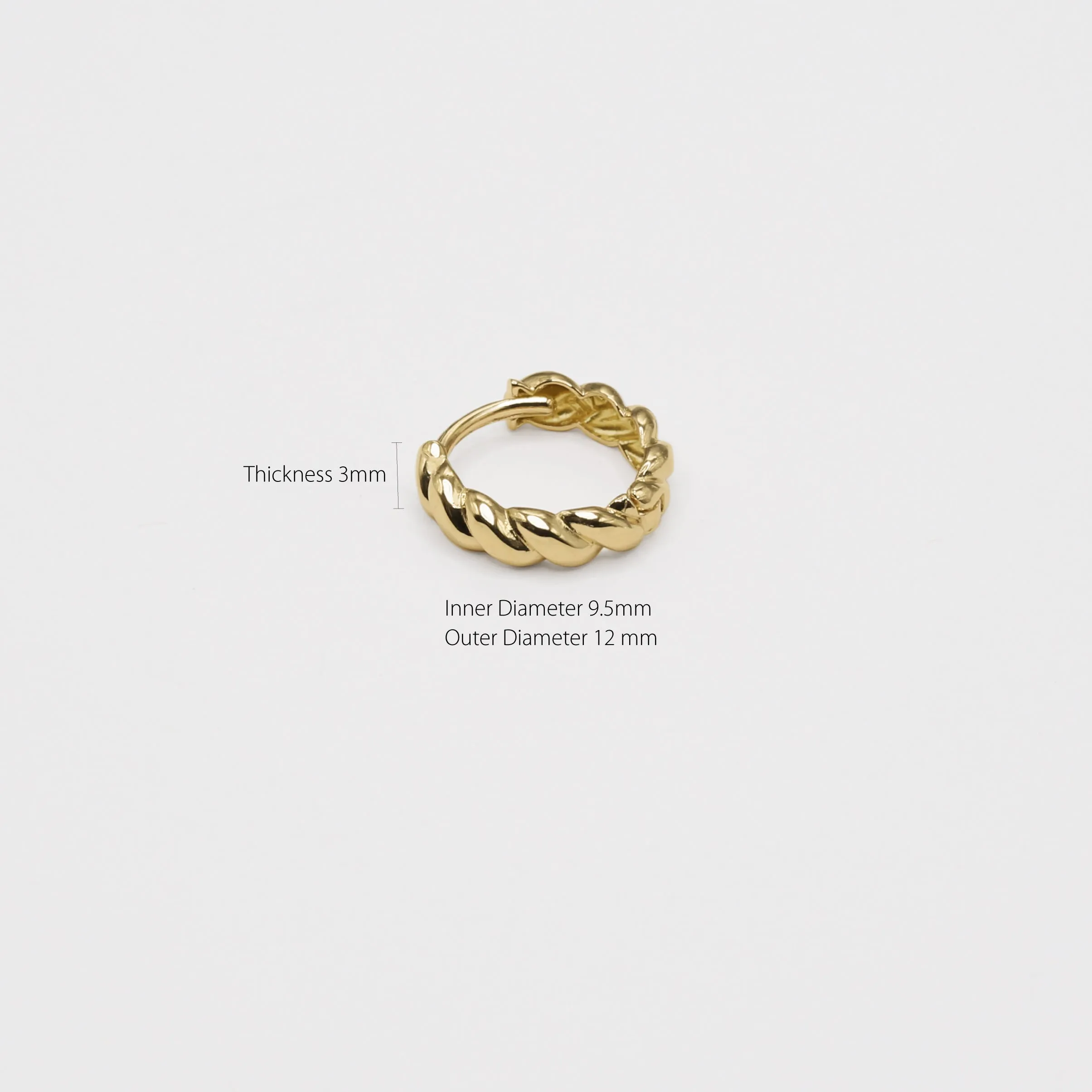 14k Solid Gold Rope Hoop Earring