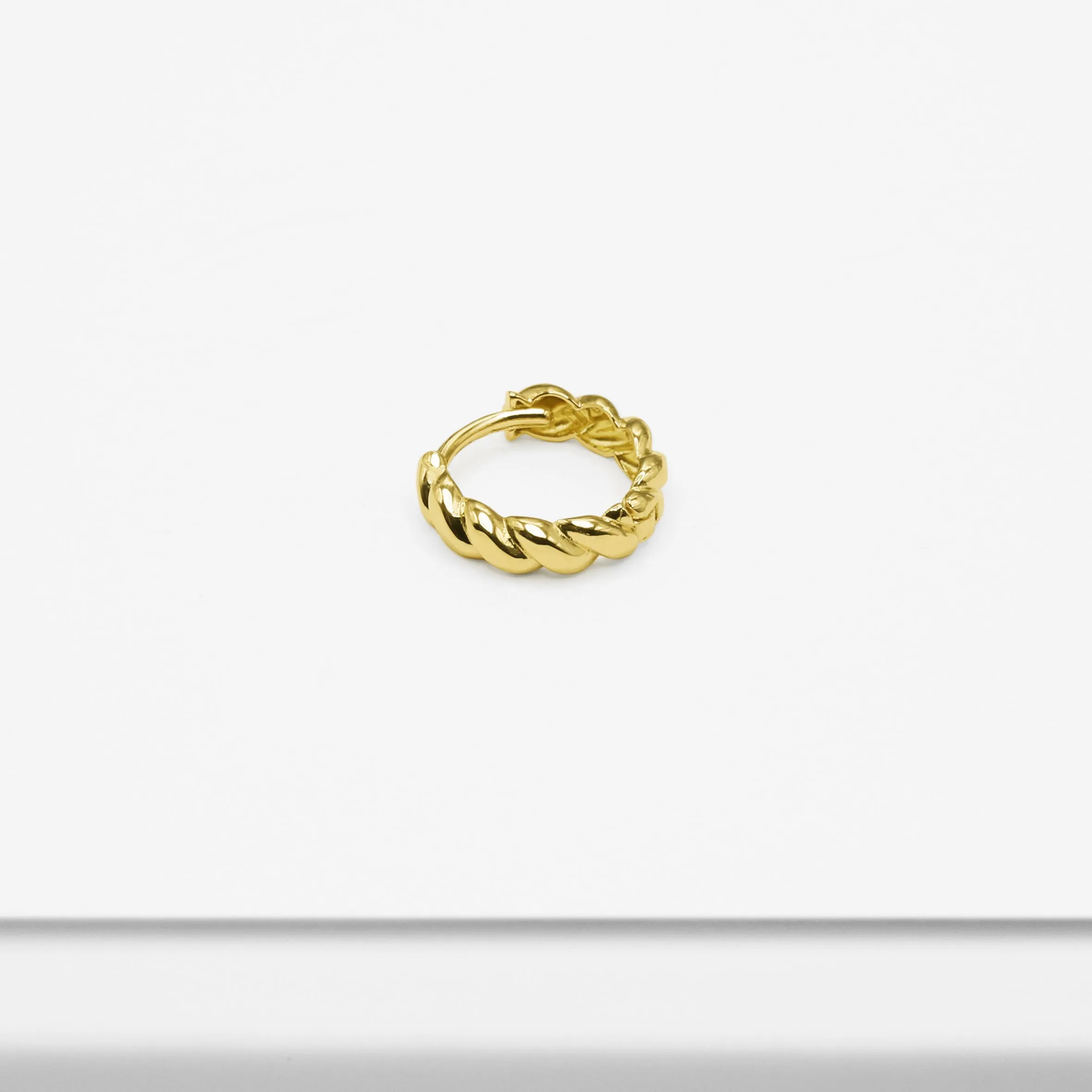 14k Solid Gold Rope Hoop Earring