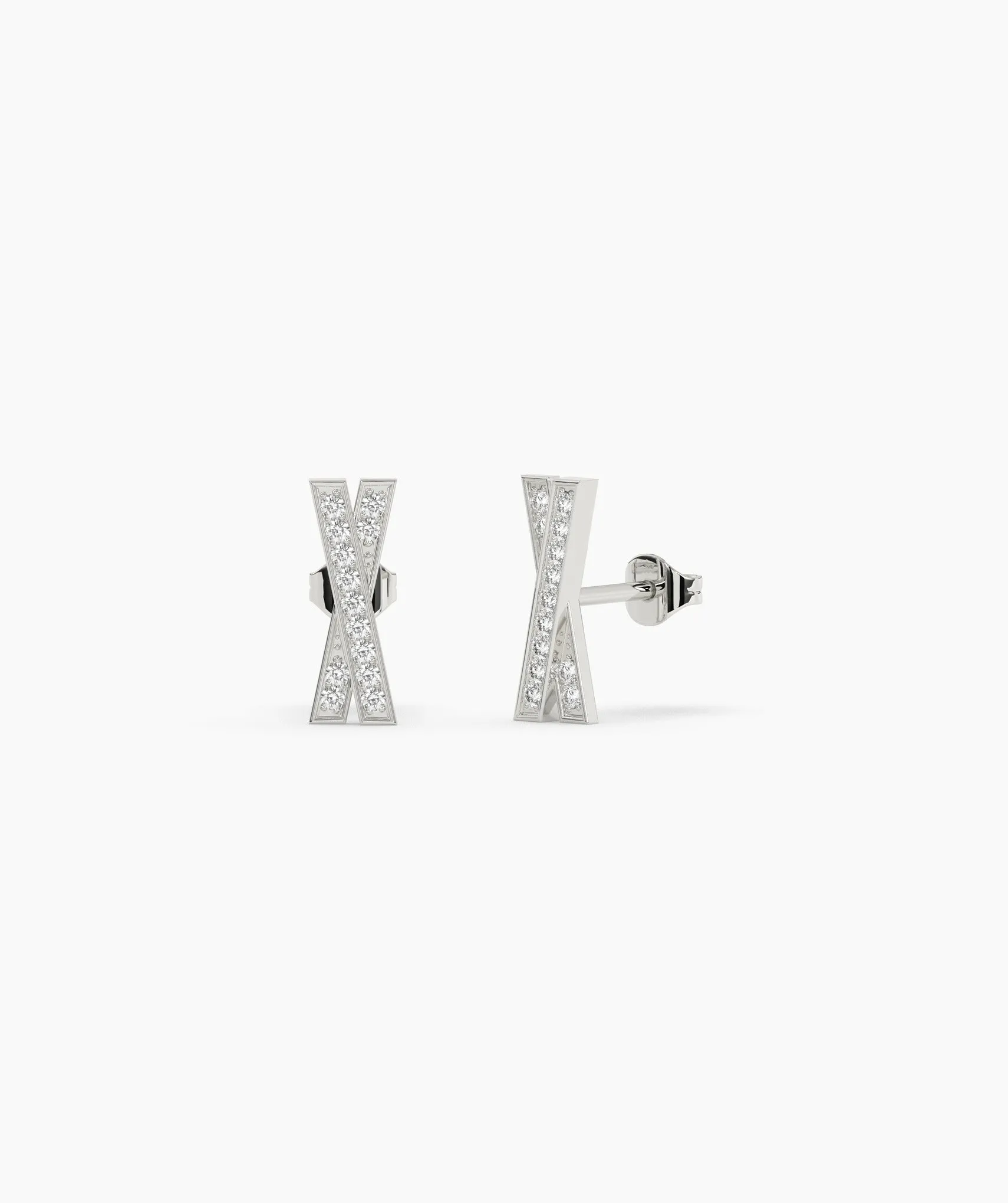 14K Solid Gold X-Shape Earrings