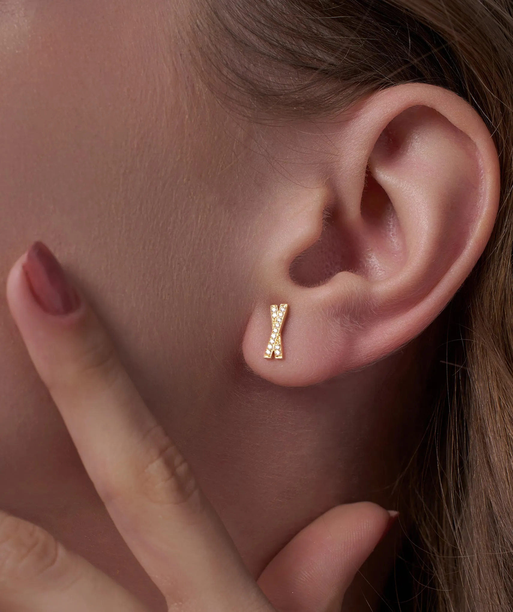 14K Solid Gold X-Shape Earrings