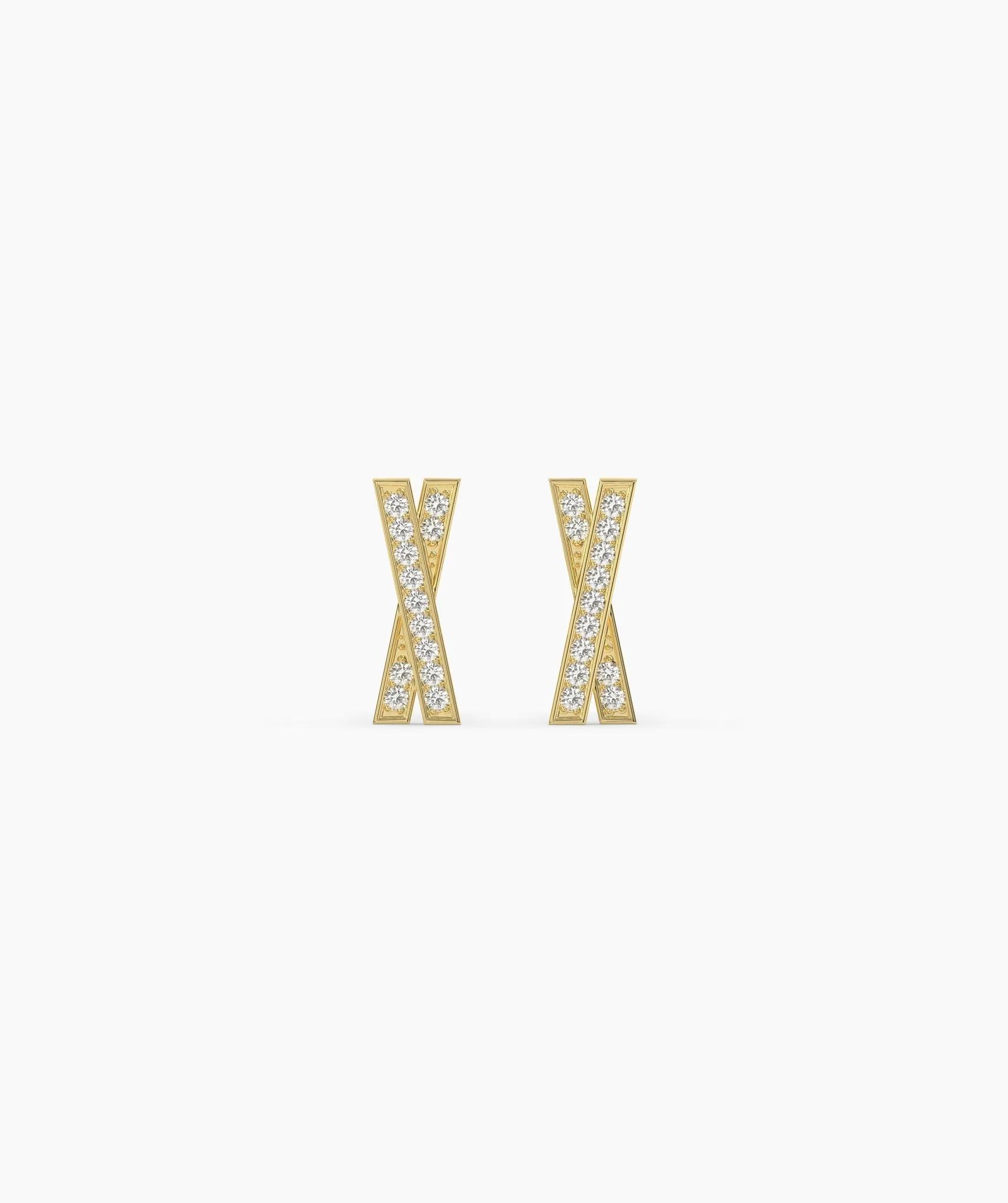 14K Solid Gold X-Shape Earrings
