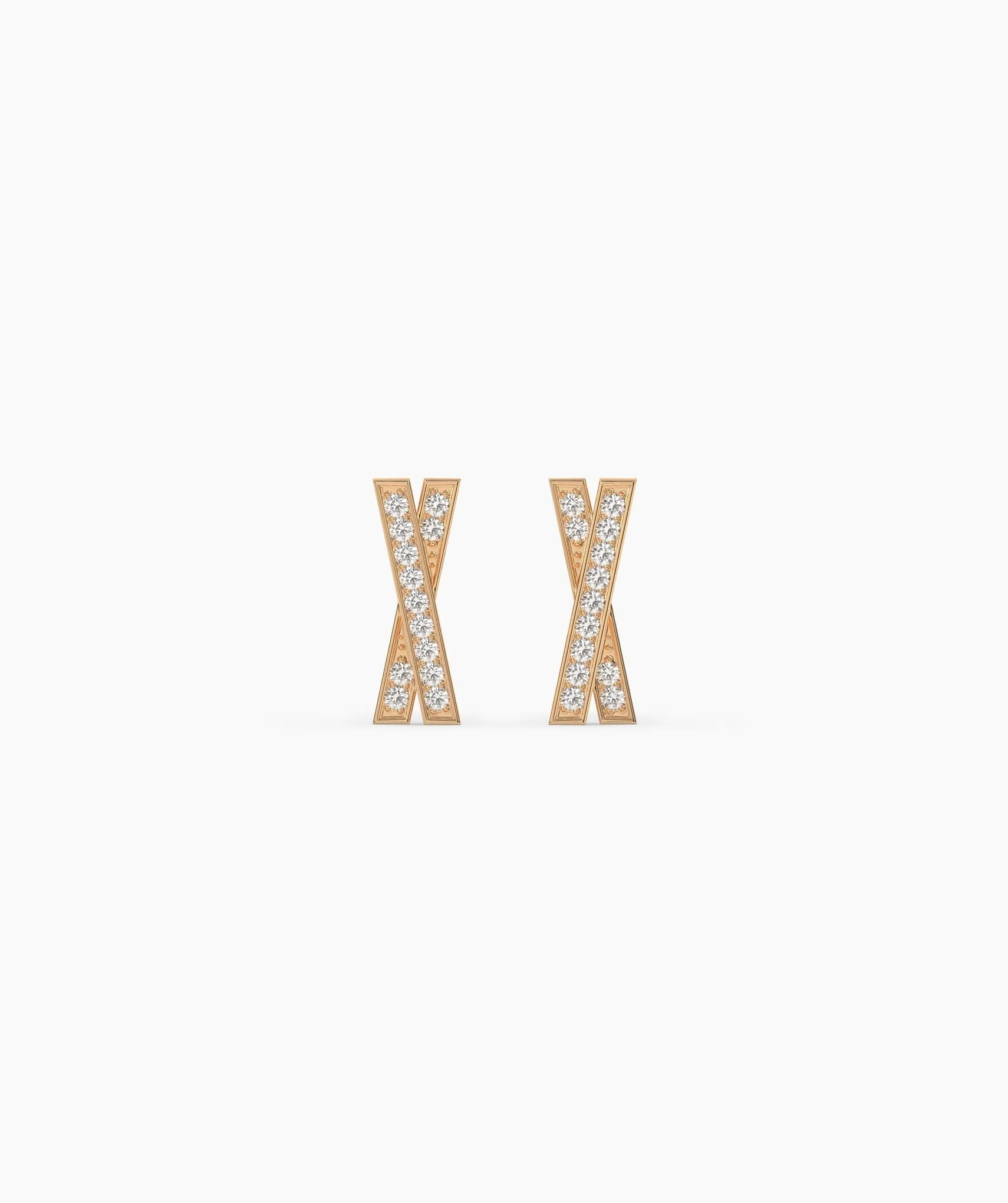 14K Solid Gold X-Shape Earrings