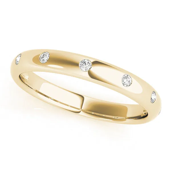 14k Stackable / Ladies Wedding Band inset Diamonds