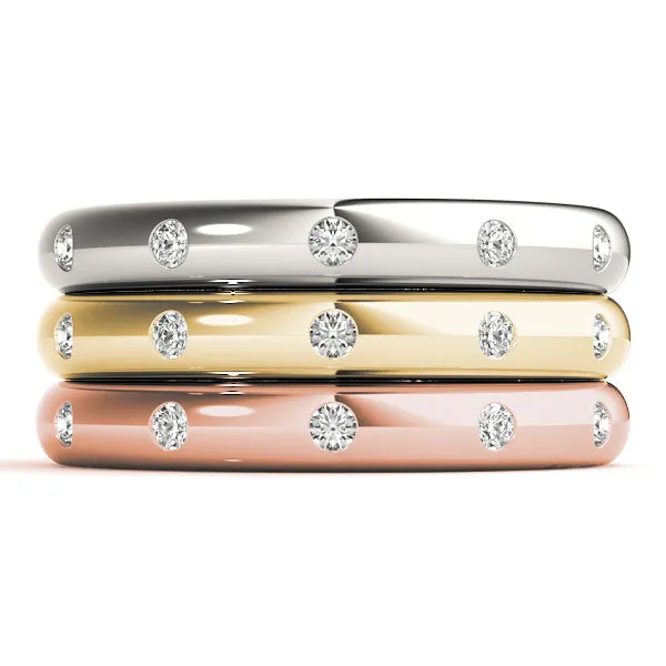 14k Stackable / Ladies Wedding Band inset Diamonds