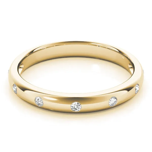 14k Stackable / Ladies Wedding Band inset Diamonds