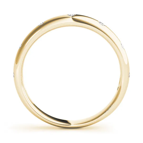 14k Stackable / Ladies Wedding Band inset Diamonds