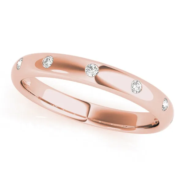 14k Stackable / Ladies Wedding Band inset Diamonds