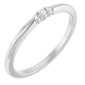 14K White .03 CTW Natural Diamond Stackable Ring