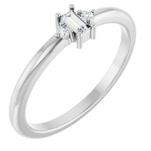 14K White .08 CTW Natural Diamond Stackable Ring