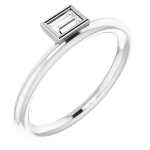 14K White 1/6 CT Diamond Asymmetrical Stackable Ring