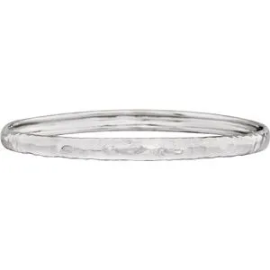 14K White 5.1 mm Hammered Bangle Bracelet