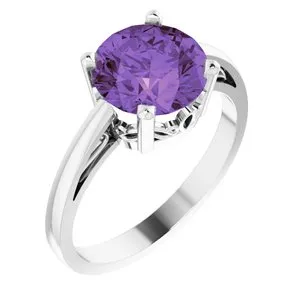14K White Amethyst Ring