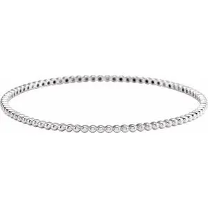 14K White Beaded Bangle Bracelet