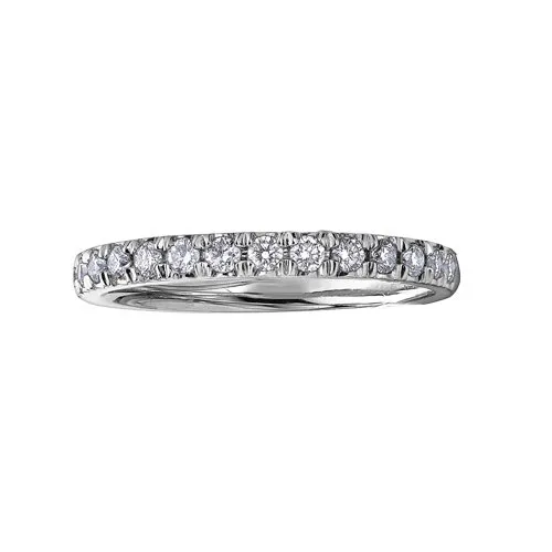 14K White Gold (0.33ct) Pavee Set Diamond Stackable Wedding Band