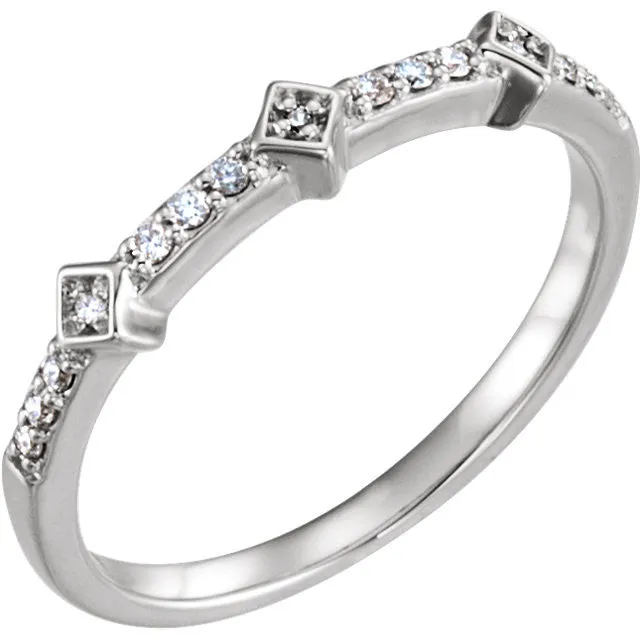 14k White Gold 1/10 CTW Diamond Stackable Ring