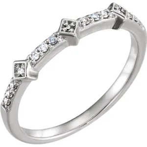 14k White Gold 1/10 CTW Diamond Stackable Ring