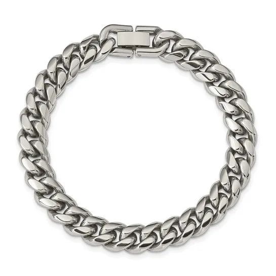 14K White Gold 11MM Men's Curb Link Bracelet
