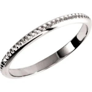 14k White Gold 2mm Design Band Size 6