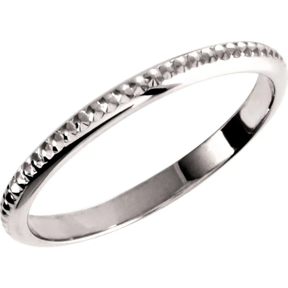 14k White Gold 2mm Design Band Size 6