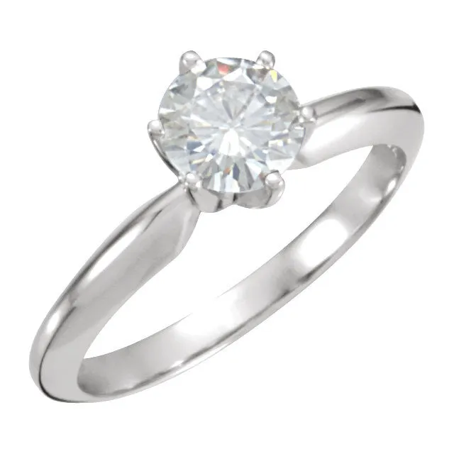 14k White Gold 6mm Round Forever Classic™ Moissanite Engagement Ring, Size 6