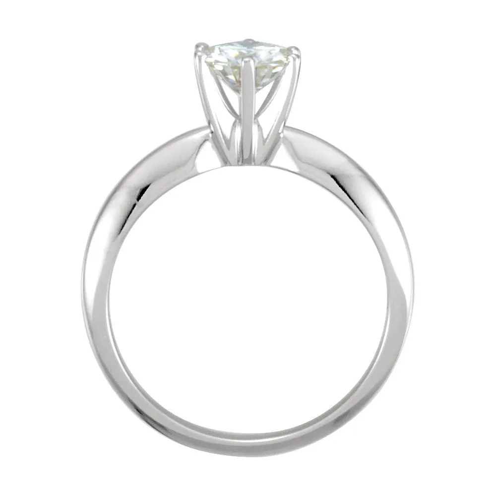 14k White Gold 6mm Round Forever Classic™ Moissanite Engagement Ring, Size 6