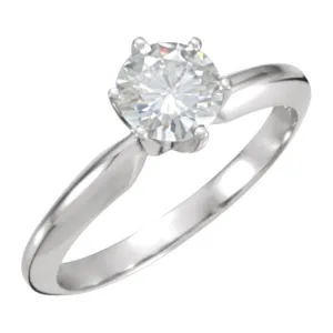 14k White Gold 6mm Round Forever Classic™ Moissanite Engagement Ring, Size 6