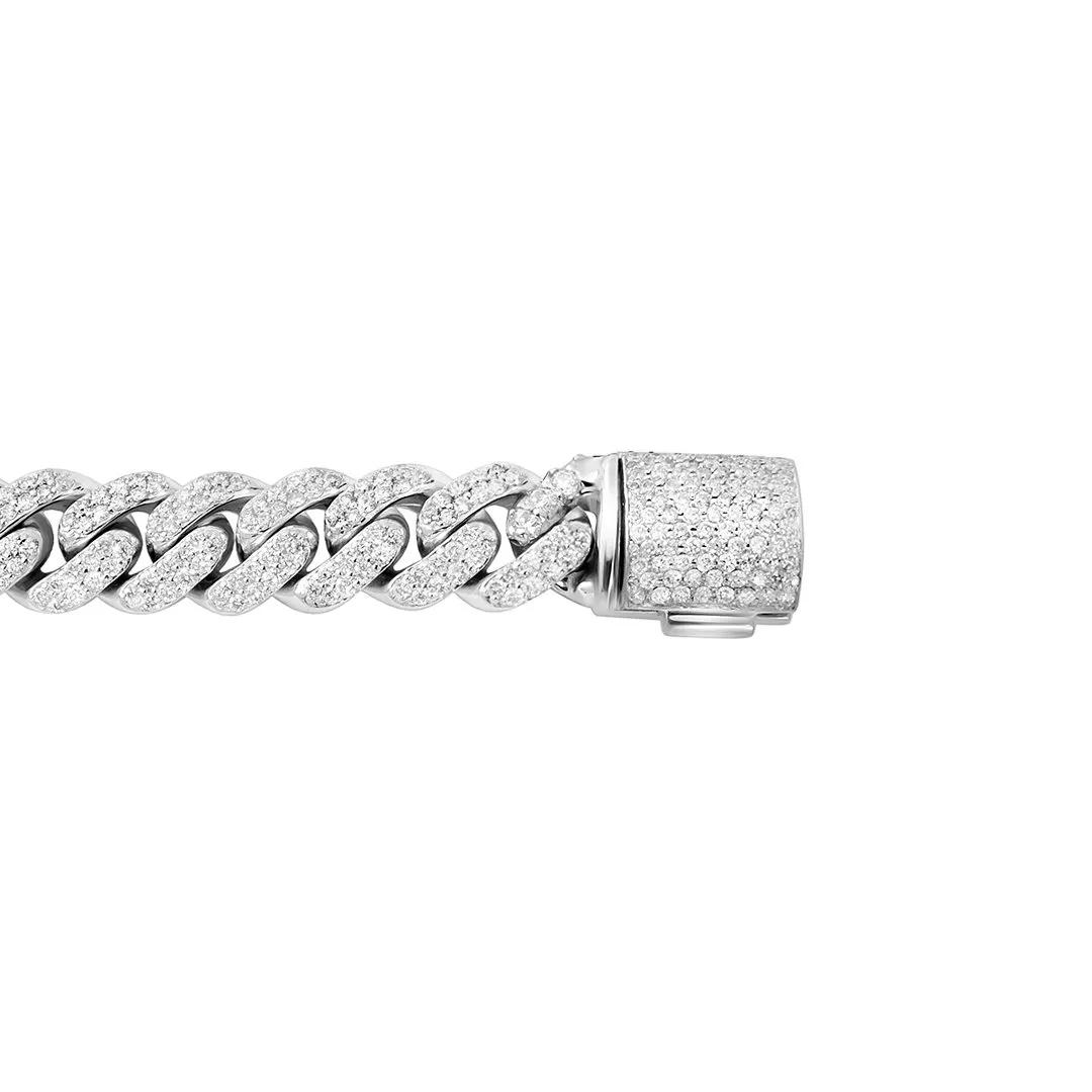 14k White Gold Diamond Cuban Bracelet 4.50 Ctw