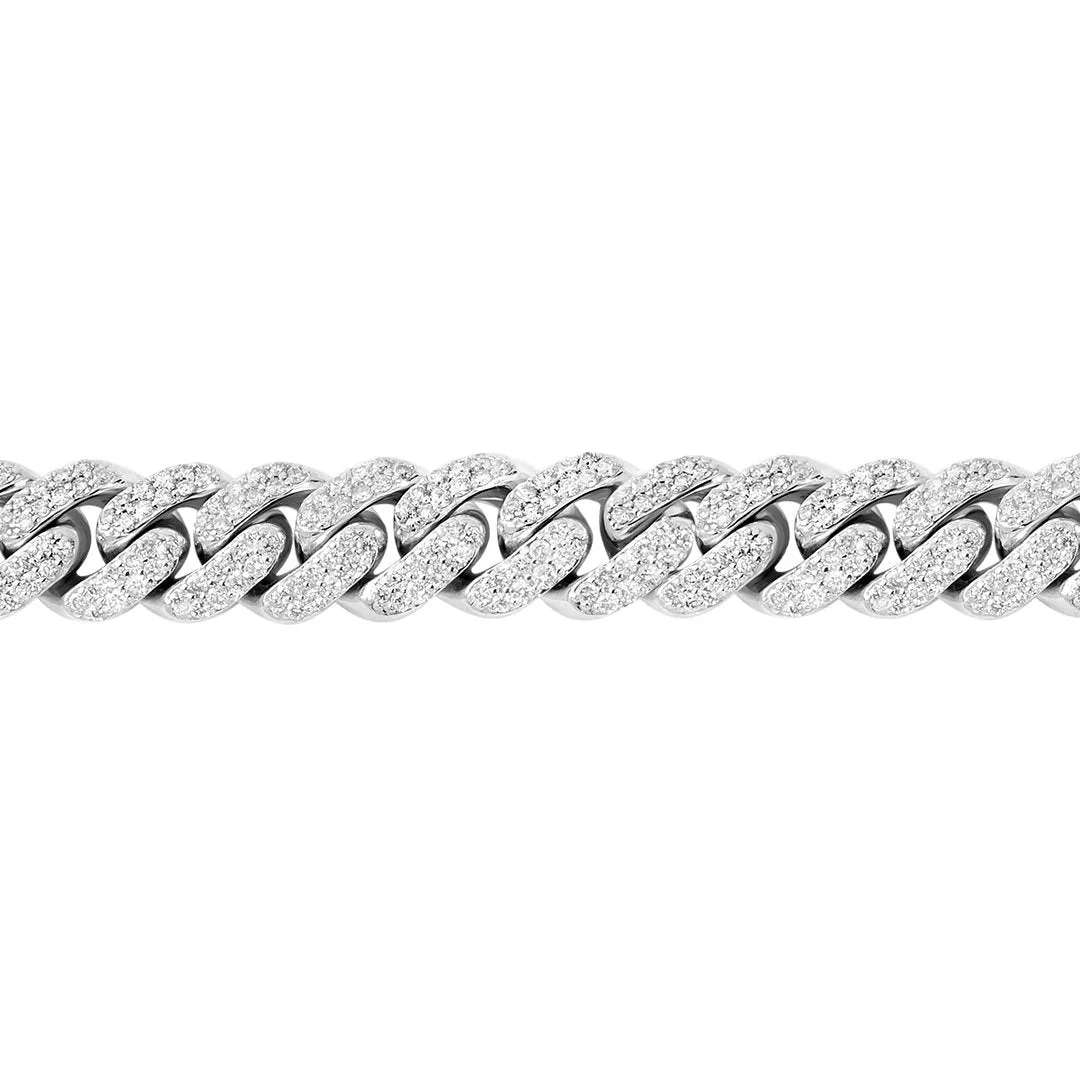 14k White Gold Diamond Cuban Bracelet 4.50 Ctw