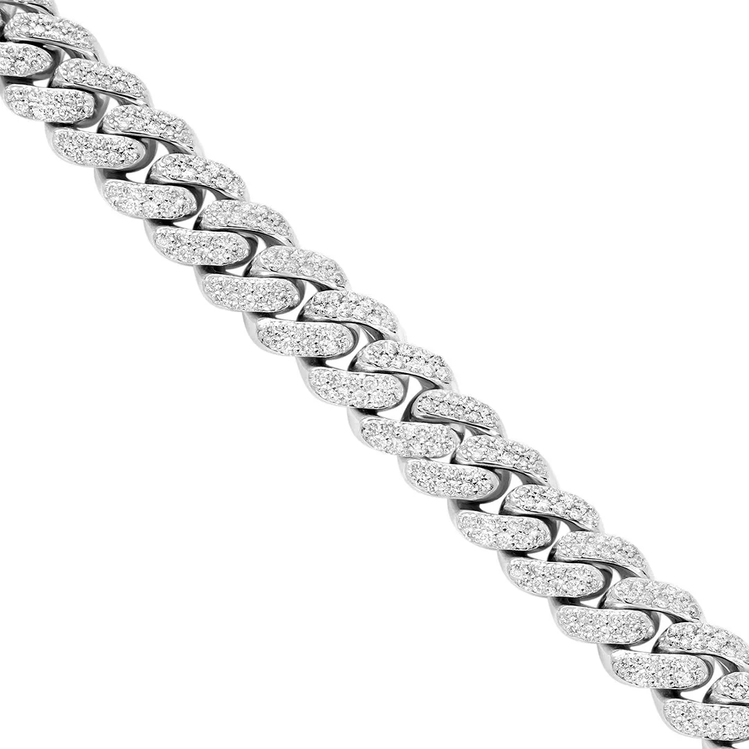 14k White Gold Diamond Cuban Bracelet 4.50 Ctw