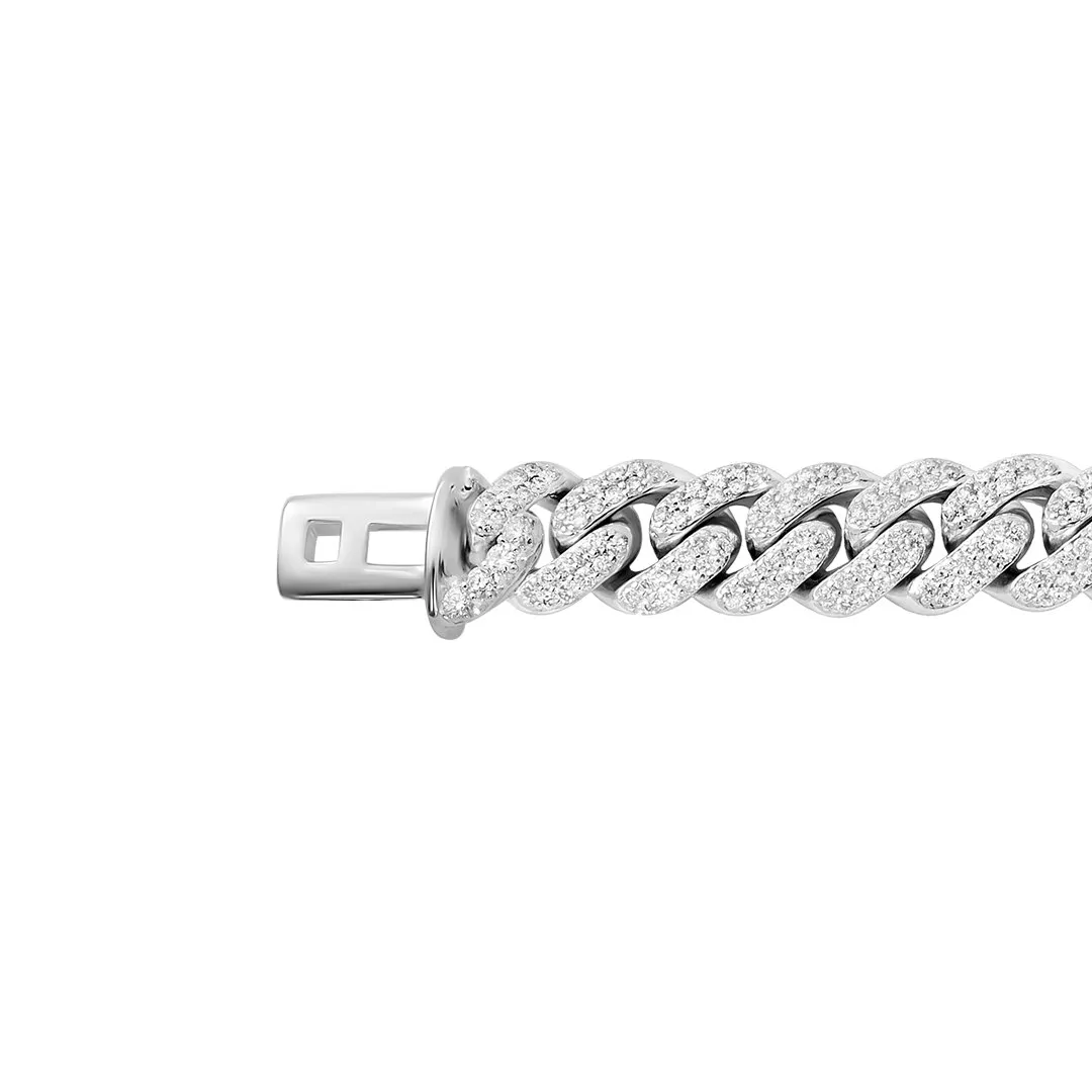 14k White Gold Diamond Cuban Bracelet 4.50 Ctw