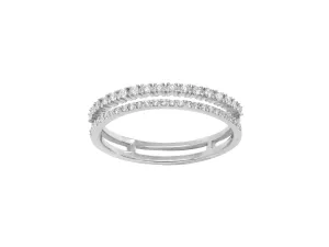 14k White Gold Diamond Double Row Stackable Ring