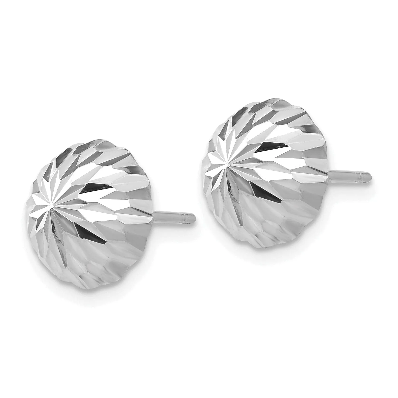 14k White Gold Polished D-C Half Ball Earrings