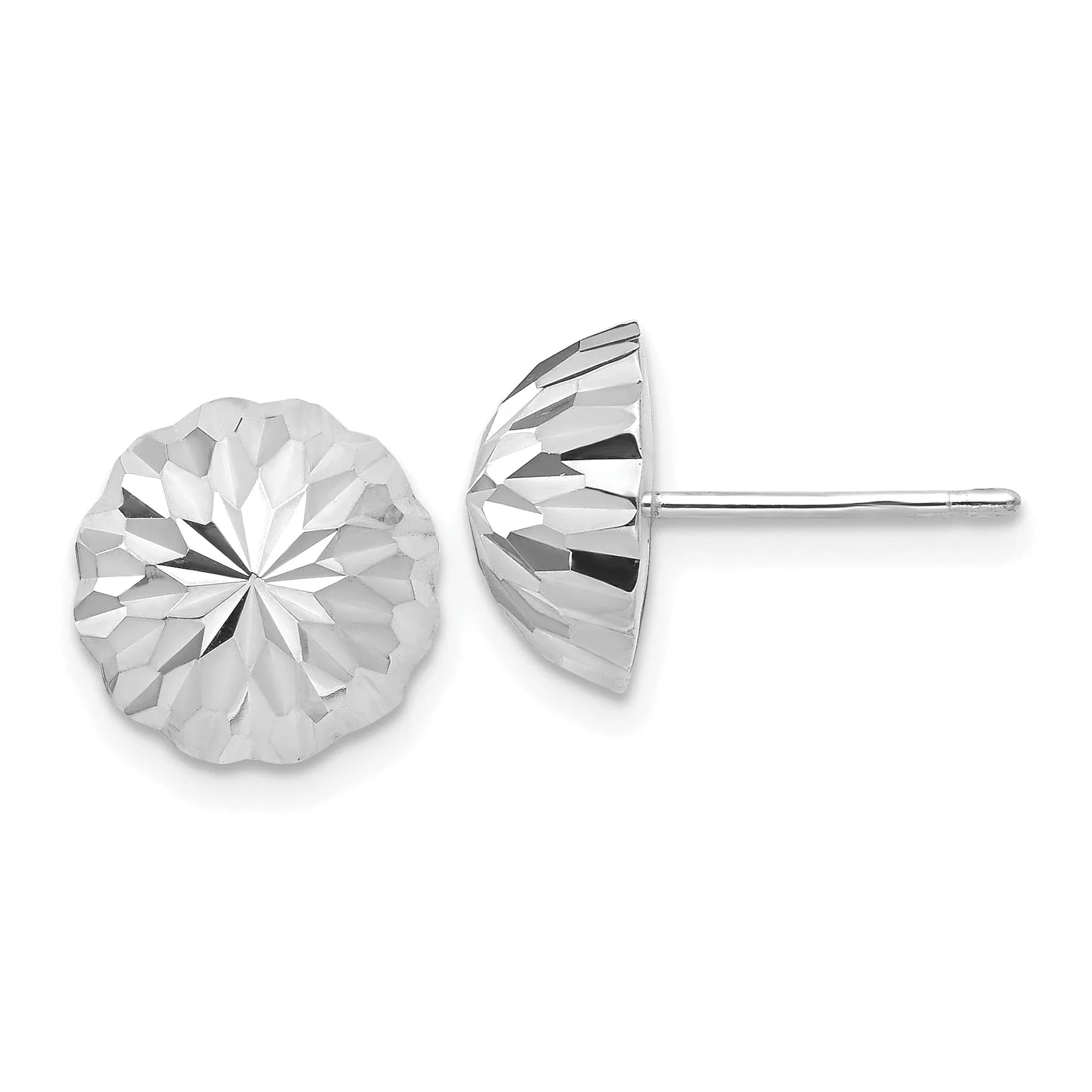 14k White Gold Polished D-C Half Ball Earrings