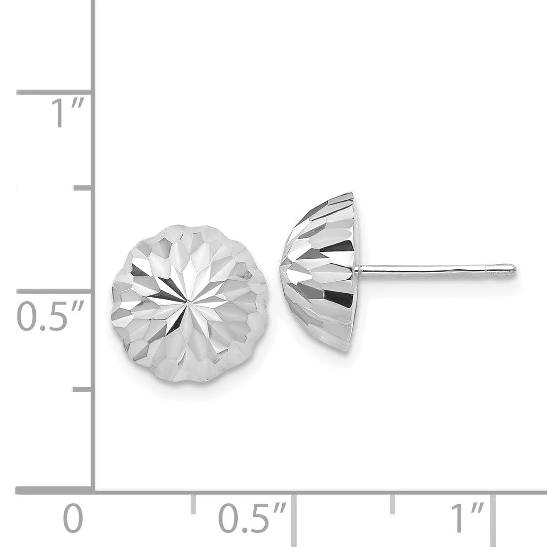 14k White Gold Polished D-C Half Ball Earrings