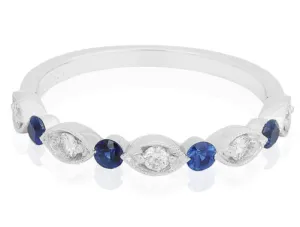 14K White Gold Sapphire And Diamond Stackable Ring (.35ctw)