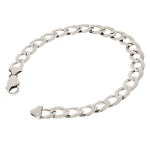 14k White Gold Solid Flat Cuban Curb Link Chain Bracelet 7.5" 9mm 15.9 grams