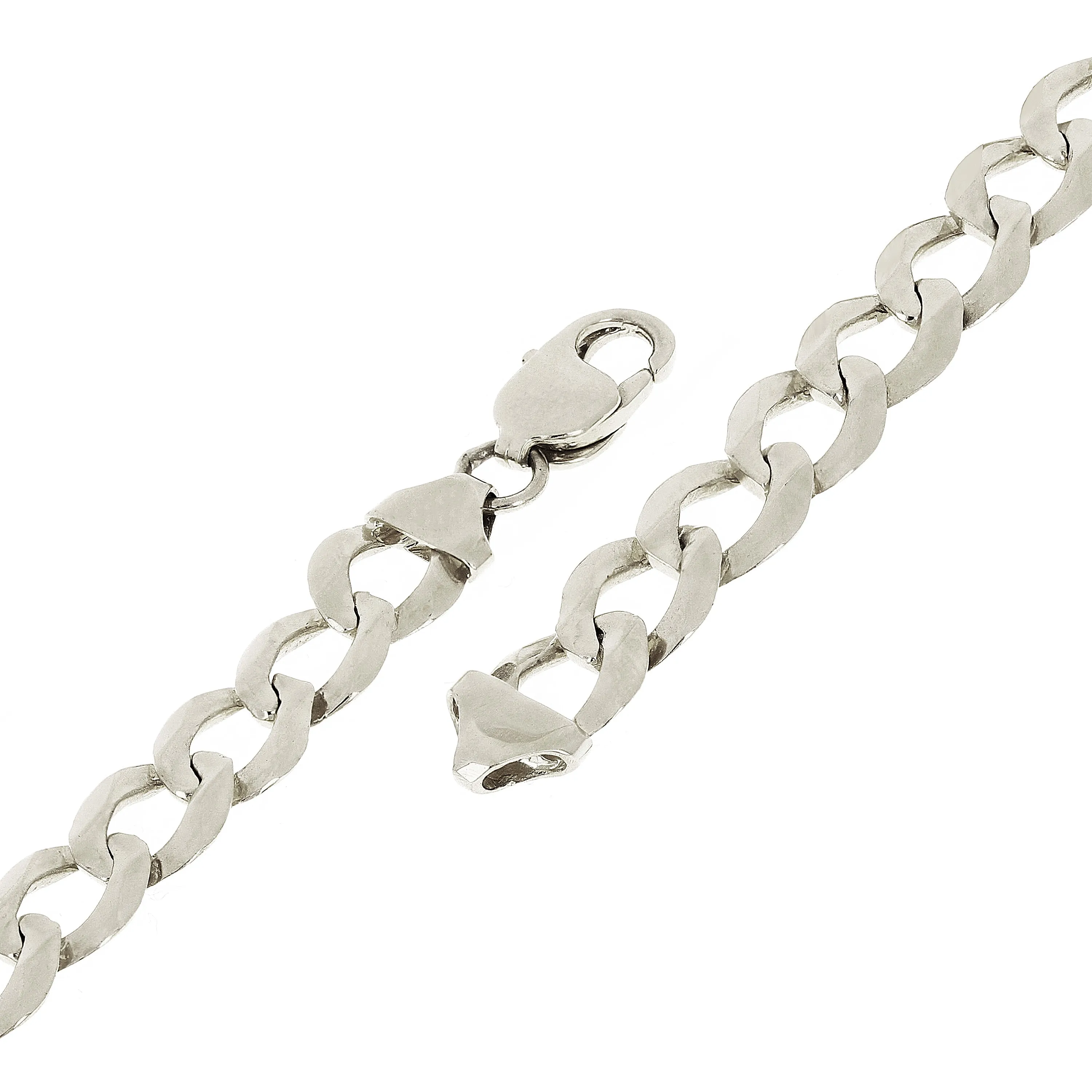 14k White Gold Solid Flat Cuban Curb Link Chain Bracelet 8.5" 9mm 18 grams