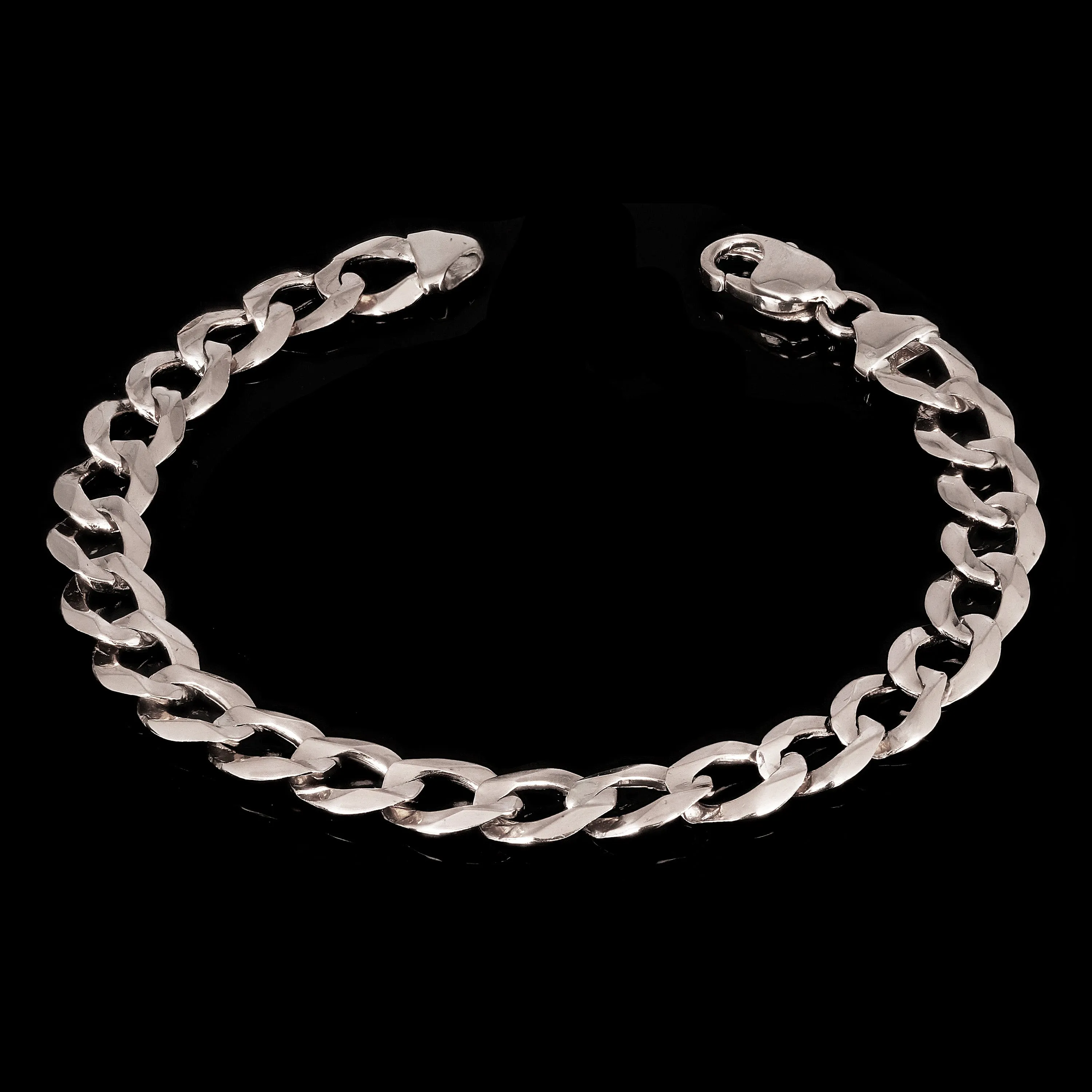 14k White Gold Solid Flat Cuban Curb Link Chain Bracelet 8.5" 9mm 18 grams