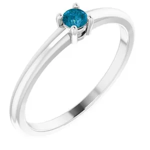 14K White Natural London Blue Topaz Ring
