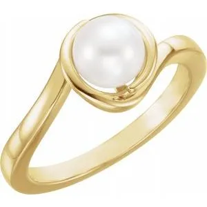 14K Yellow Freshwater Cultured Pearl Ring