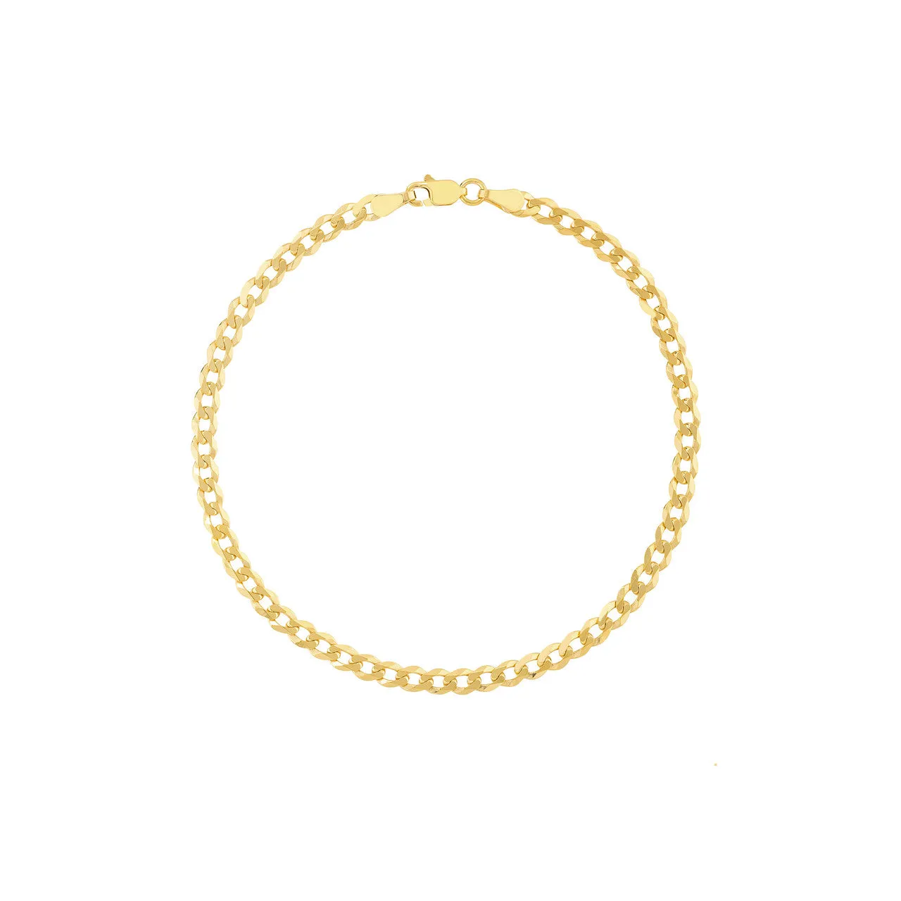 14K Yellow Gold 3.7mm Curb Link Chain Bracelet