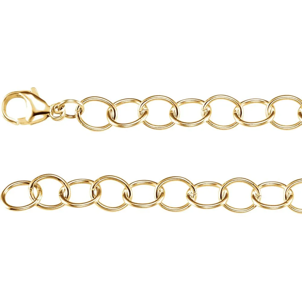 14k Yellow Gold 7.2mm Circle Link Charm 7.5" Bracelet