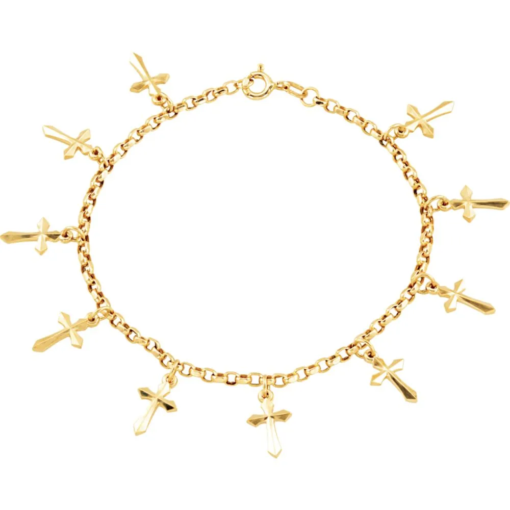 14k Yellow Gold Cross Bracelet