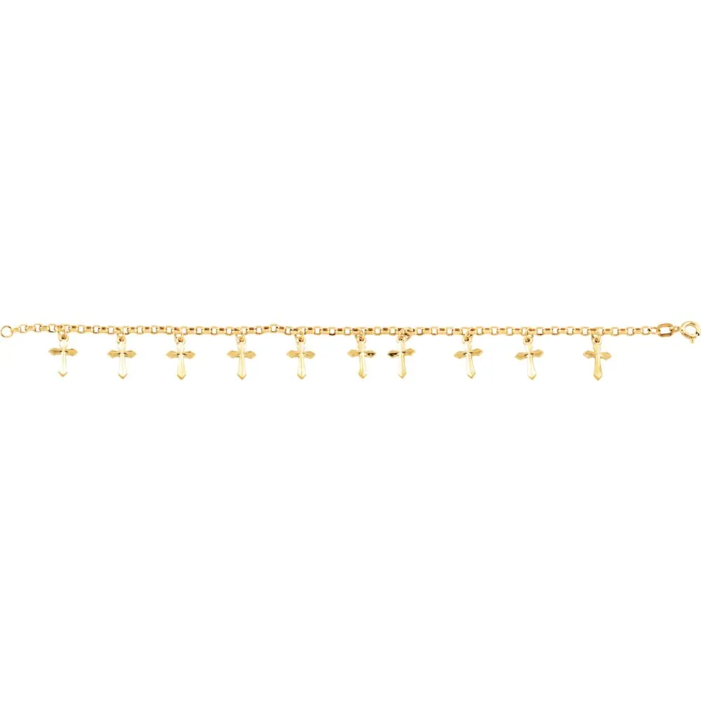 14k Yellow Gold Cross Bracelet