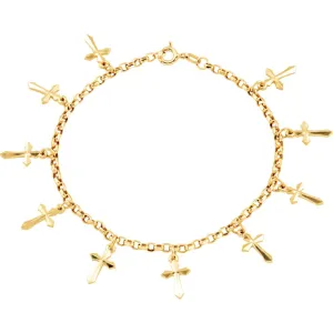 14k Yellow Gold Cross Bracelet